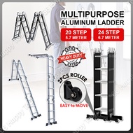 Foldable Multi Purpose Aluminium Ladder 20 / 24 Steps Multipurpose 150KG Step Folding Tangga Alumini