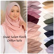 Shawl Chiffon HAVEY Sulam Shawl Chiffon Aritachi Selendang Chiffon HAVEY Shawl Sulam Plain Shawl Ray
