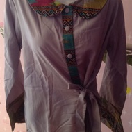 preloved blouse abu kombinasi batik