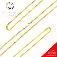 Gorudo Jewellery 916 Gold Hollow Rope Chain (Diameter: 2.2mm) HRC22