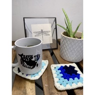 Granny Square Blue Gradient Mug Rug Crochet Coaster