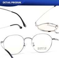 Kacamata Minus Titanium Elastis Frame Bulat Pria Wanita - IOOI 2803