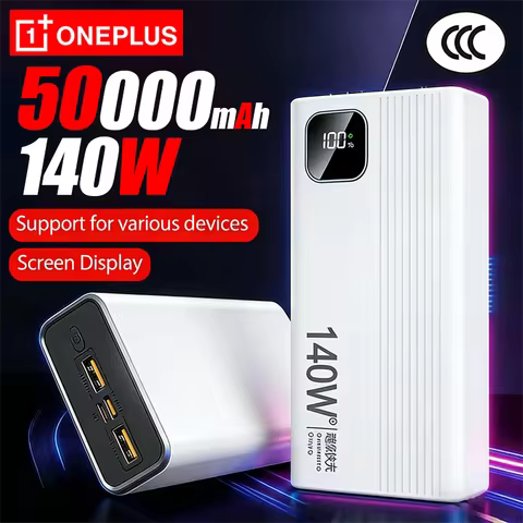 Oneplus 500000mAh 140W PowerBank Super Fast Charge Portable Powerbank External Battery Charger LED D