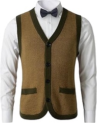 Mens Sweater Vest Solid Knitted Lightweight Thermal Cardigan,DXL Big and Tall Vest