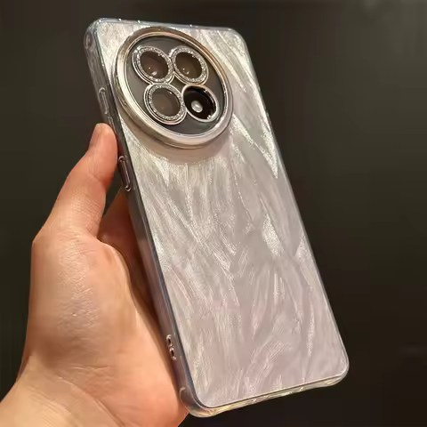 Case For Oneplus ACE5 ACE3 ACE2 Pro Glitter Feather Lens Full Cover For Oneplus 12R 11R 13 12 11 Sho