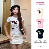 COD (Ho Chi Minh) Korean style slim fit baby tee shirt 2yk Lovely cat.