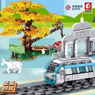 Sembo Blocks City Train Rail Subway Station Tracks Railway Sets Model Building Kit Technique BeiJing Animals Zoo Ginkgo