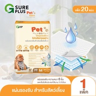 [KSG Official] แผ่นรองซับ แผ่นรองฉี่ จีชัวร์พลัส สำหรับสัตว์เลี้ยง แพ็ค 20 แผ่น G SURE PLUS Premium 