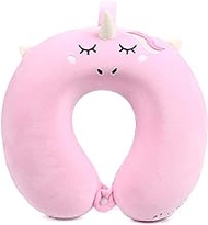 HomiTunky Kids Travel Neck Pillow,360?Unicorn Memory Foam Pillow for Travelling,U-Shaped Airplane Car Flight Head Support Animal with Washable Cover Adults Toddler,Gifts Children,Boys,Girls Pink