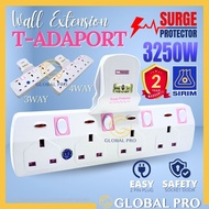[SIRIM] T-ADAPORT Trailing Extension Socket Extension SIRIM Extension Socket Easy 2 Pin Plug Surge Protector Extension