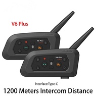 V6 Plus 1200M Motorcycle Helmet Bluetooth Intercom Waterproof 6 Riders