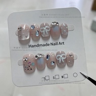 Cute Girl Heart Short Wearing False Nails Hand Drawing Doodle Cartoon White Blue Jump Color Little D