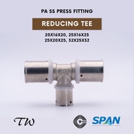 TW PA Press Fitting Reducing Tee - 20x16x20, 25x16x25, 25x20x25, 32x25x32 (Watermark/ SPAN)
