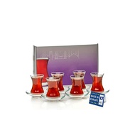 Turkish tea glass and saucer set (12 pieces), Arabic Persian tea cups (4 ounces/120ml), glass teacup