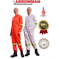 Arroman Premium 100% Preshrunk Cotton Coverall 200gsm with lime green reflector