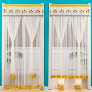 Lace Door Curtain Perforation-Free Household Bedroom Anti-Mosquito Long Floating Gauze Curtain Anti-Fly Partition Curtain Velcro