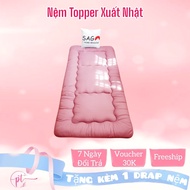 SAGA Nệm Topper Nhật Nệm Bông Trải Sàn 1mx2m 1m2x2m 1m4x2m 1m6x2m 1m8x2m Tặng Kèm Drap Nệm - Giao Hỏ