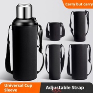 LEMONTREE9GP Insulated Bottle Pouch, Black Adjustable Strap Water Bottle Holder, 750ML/1000ML/1500ML