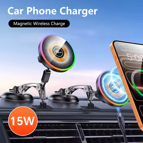 360° Rotate Fulcrum Magnetic Car Phone Holder Wireless Charging For Xiaomi Huawei i/phone 17 16 Sams