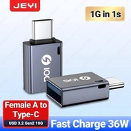 JEYI USB 3.2 to Type C OTG 10G Adapter, 36W Fast Charge Type C to USB 3.2 Converter, Male C to C 40G