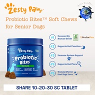 Zesty Paws Senior Advanced Probiotic Bites Chicken Flavor - Digestive/Gut Flora/Immune Support (SHARE 10-20-30 SC TABLET)