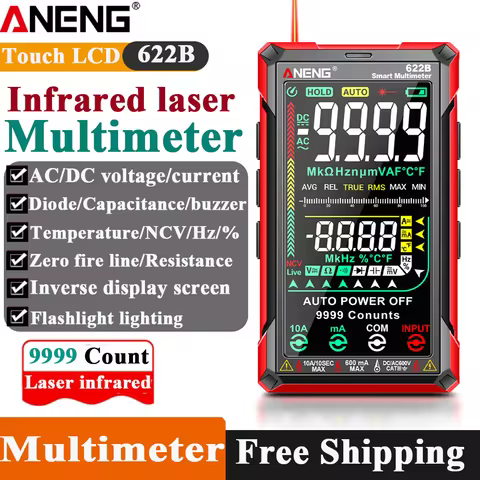 ANENG 622B/622A Digital Smart Multimeter With Laser Lamp Auto Range True RMS DC/AC Voltage 9999 Anal