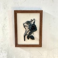 剪紙藝術：貓與玫瑰