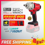 PRODIY RED SERIES 2550RPM Cordless Impact Wrench Brushless Motor 800NM Mesin Sepana Impak Electric P