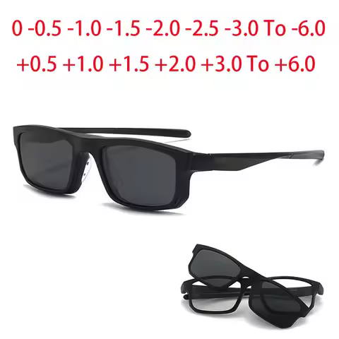 2256 Magnet Clip Square Myopia Glasses 0 -0.5 -1.0 -2.0 To -6.0 , Hyperopia Sunglasses +0.5 +1.0 +2.