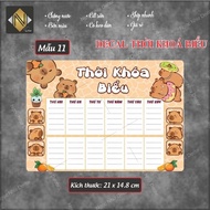 Waterproof plastic Decal Timetable for the new school year.