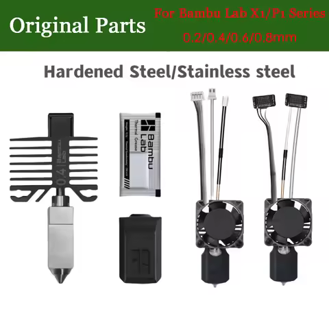 Original Bambu Lab X1 X1C P1P P1S Hotend Hard Steel Nozzles For Bamboo Bambulabs Combo Thermistor Fo