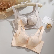 34-42C Plus Size Lace Deep V Side Closing Push-Up Bra Adjustable Frameless Sexy Underwear Women
