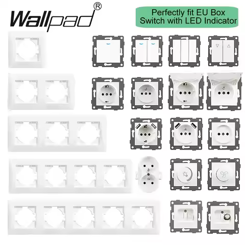 DIY EU White Fireproof Plastic Panel 86mm 156mm 1-5 Frame EU Electrical Socket USB Type C and Switch