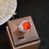 AIFEI JEWELRY Adjustable Cincin Emerald Original Perak Korean For Accessories Ring Square Sterling Silver Women 925 Perempuan 純銀戒指 R2586