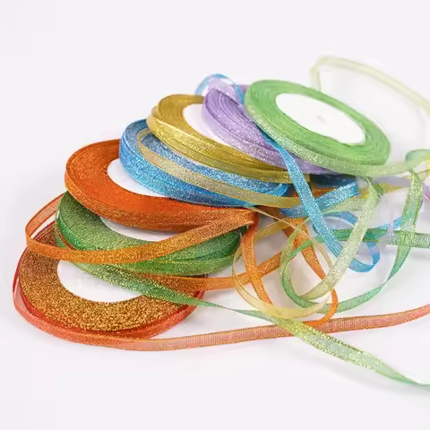 22 Meters/Roll 6mm Glitter Silver/Golden Onion Ribbon for DIY Bow Crafts Gift Wrapping Bouquets Part