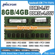 Micron DDR3 RAM 4GB 8GB 1.5V DDR3L 1.35V 1066MHz 1333MHz 1600MHz 1866MHz Bộ nhớ máy tính để bàn RAM