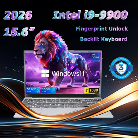 2026 Brand New Intel i9-9900 15.6 Inch Backlit Fingerprint Unlock Laptop Windows 11 Office Study Not