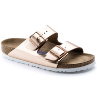 Birkenstock Arizona Birko-Flor Soft Footbed Women's Regular Width Sandals in Metallic Copper