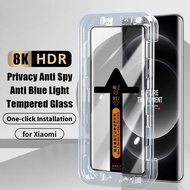 One-click Installation Anti Spy Tempered Glass for Xiaomi 15 14 13 12 10 11 Ultra Privacy Screen Pro