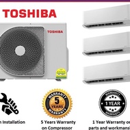 Toshiba 5 ticks System 3 Multi Split Air Conditioner Air Con Aircon for 3 bedrooms + REPLACEMENT Installation
