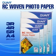 QUAFF RC Woven Photo Paper Resin-Coated No Back Print 260GSM A4 / 5R / 4R / 3R Size (20 sheets) Waterproof