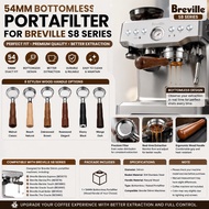 breville 54MM Bottomless Portafilter For Breville S8 Series  Naked Portafilter Wooden Handle