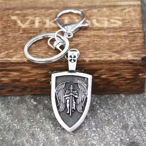 Archangel Saint Michael St. George Religious Russian Orthodox Vintage Holy Shield Keychain For Men W