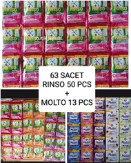 PAKET HEMAT SOKLIN LIQUID Rinso Molto Cair Sachet Isi 72 Saset-Rinso Molto Cair Sachet Isi 42 pcs/De