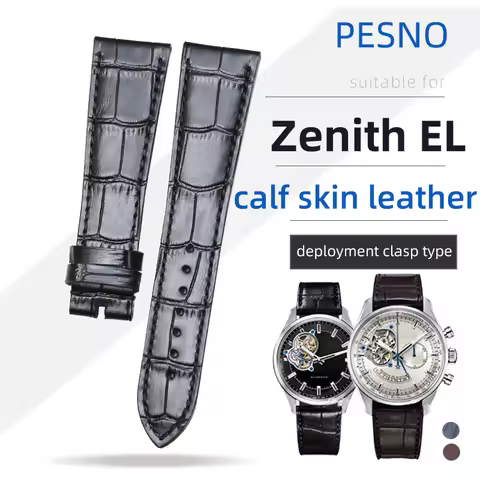PESNO Men Watch Genuine Calf Skin Leather Bamboo Grain 21 22mm Bands Black Dark Brown Blue Straps Su