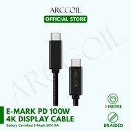 Arccoil 100W PD Cable Emark USB 3.1 Gen 2 SuperSpeed+ with 4K DisplayPort over Type-C