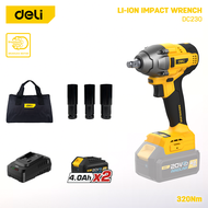DELI Cordless Li-ion Impact Wrench with 3 Pcs Sockets (20V / 320Nm / 1/2" / 3000bpm / Brushless) DC2