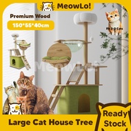 MEOWLO 1.5M Large Cat Tree House Wood Cat Condo Bed Scratcher House Premium Wood Wooden Cat Towel Large Scratcher Tree