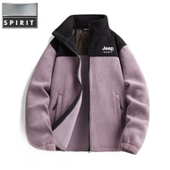 Jeep Soft Shell ผ้าขนแกะ เสื้อแจ็คเก็ต ผู้หญิง ฤดูใบไม้ร่วง ฤดูหนาว หนาขึ้น เสื้อฮู้ด Coral Velvet O