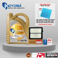 HONDA INSIGHT,JAZZ HYBRID AIR FILTER + OIL FILTER + KOYOMA 10W40 SEMI SYNTHETIC ENGINE OIL